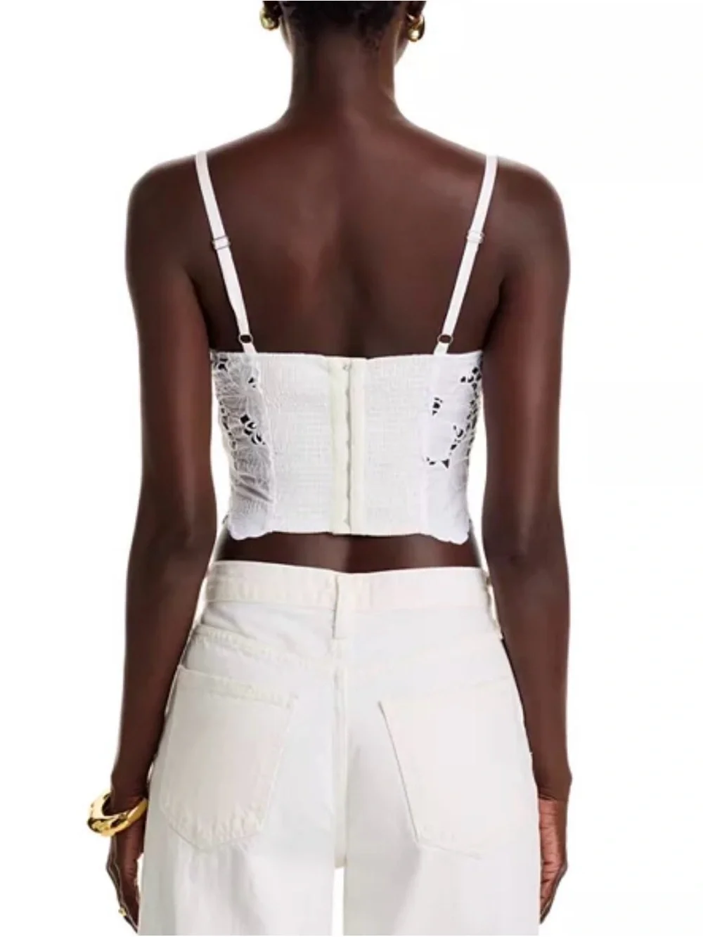 L'AGENCE White Lace Bustier Camisole with Scalloped Hem - Picture 2 of 6